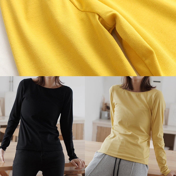 Bohemian wild cotton fall crane tops Work Outfits yellow blouses - SooLinen