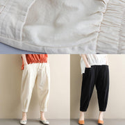 Bohemian wild pants casual beige Shape elastic waist asymmetric women pants - SooLinen