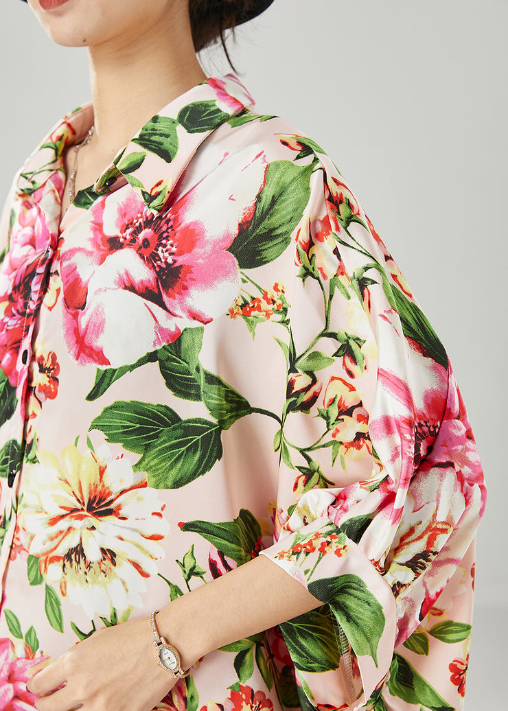 Boho Apricot Print Low High Design Chiffon Shirt Dresses Spring