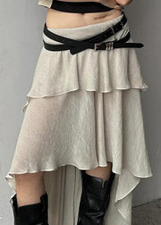 Boho Beige Asymmetrical High Waist Patchwork Cotton Skirts Summer