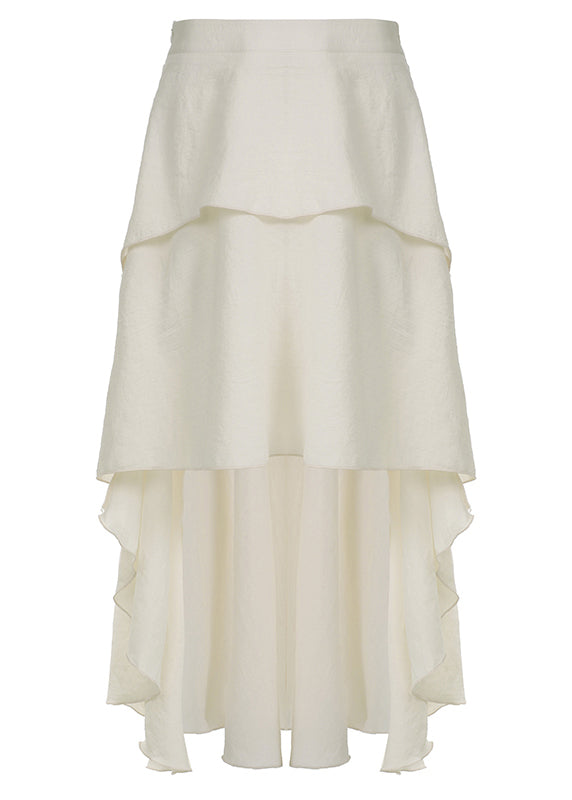 Boho Beige Asymmetrical High Waist Patchwork Cotton Skirts Summer