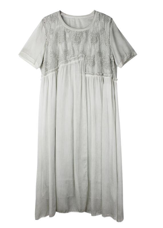 Boho Beige Print Chiffon asymmetrical Design Summer Maxi Dresses - SooLinen