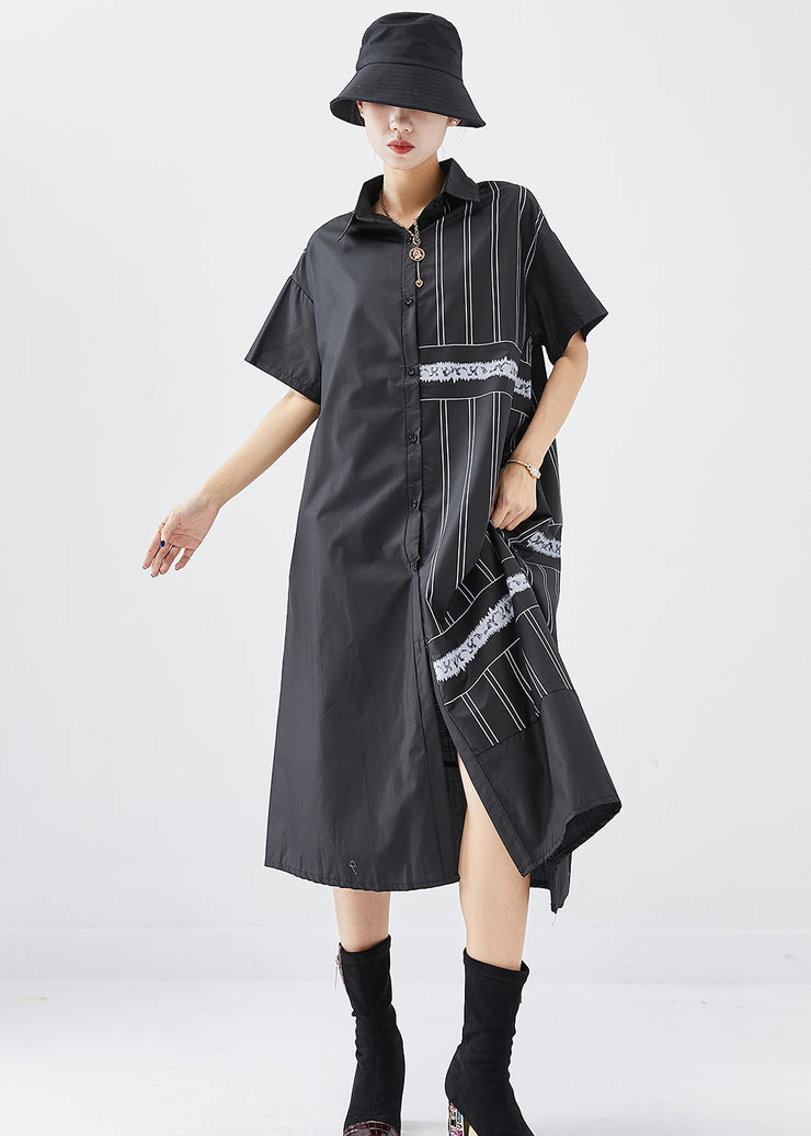 Boho Black Asymmetrical Patchwork Cotton Dress Summer