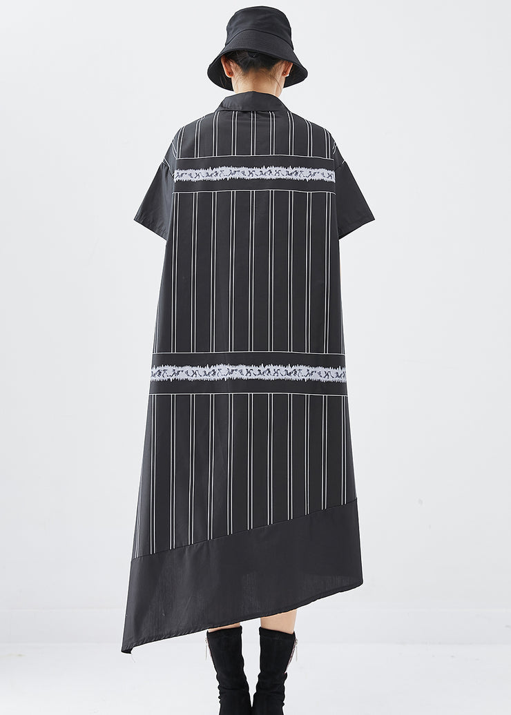 Boho Black Asymmetrical Patchwork Cotton Dress Summer