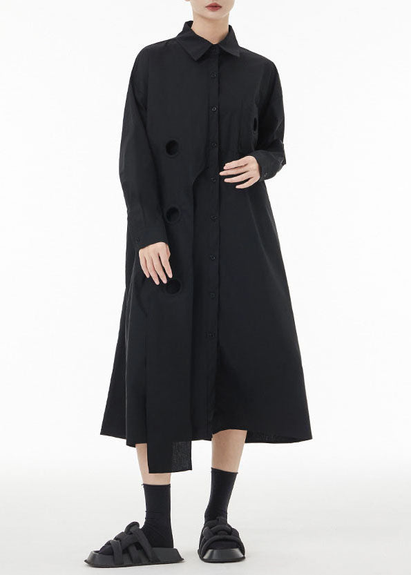 Boho Black Asymmetrical Patchwork Cotton Maxi Dresses Spring