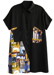 Boho Black Casual Patchwork Print Summer Party Dresses - SooLinen