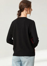 Boho Black Knit Button Long sleeve Cardigan - SooLinen