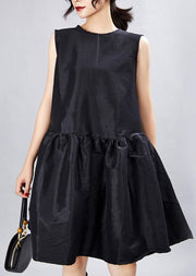 Boho Black O-Neck Half Sleeve Dress Summer - SooLinen