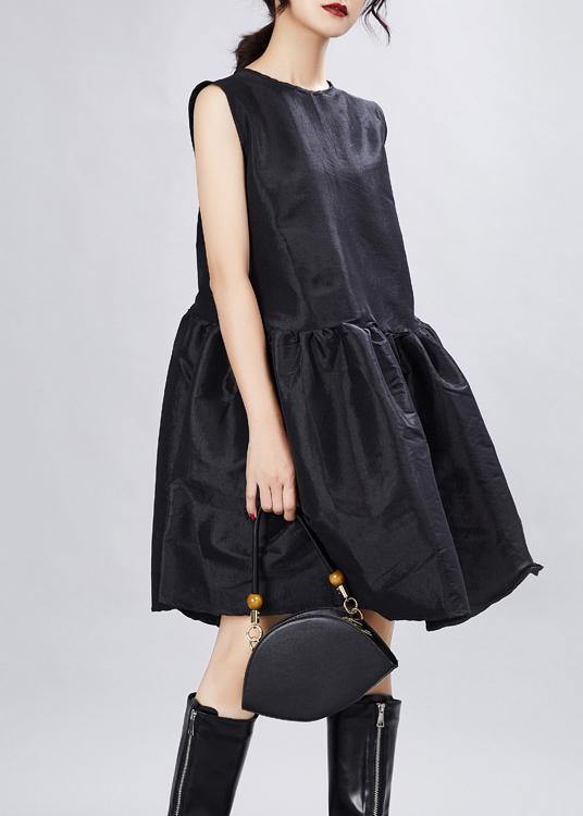 Boho Black O-Neck Half Sleeve Dress Summer - SooLinen