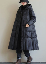 Boho Black Fashion Loose Pockets Winter Daunenmantel
