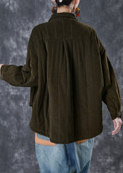 Boho Blackish Green Oversized Pockets Fine Cotton Filled Puffer Jacket Winter