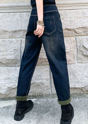 Boho Blue Bestickte Jeanshose mit elastischer Taille Winter
