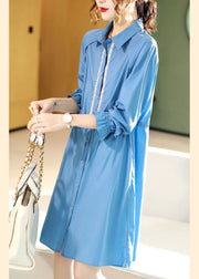 Boho Blue PeterPan Collar fashion Cotton Dress Spring