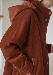 Boho Brown Oversized Patchwork Warm Fleece Corduroy Jackets Winter