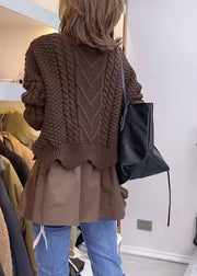 Boho Brown Patchwork Casual Knit Winter sweaters