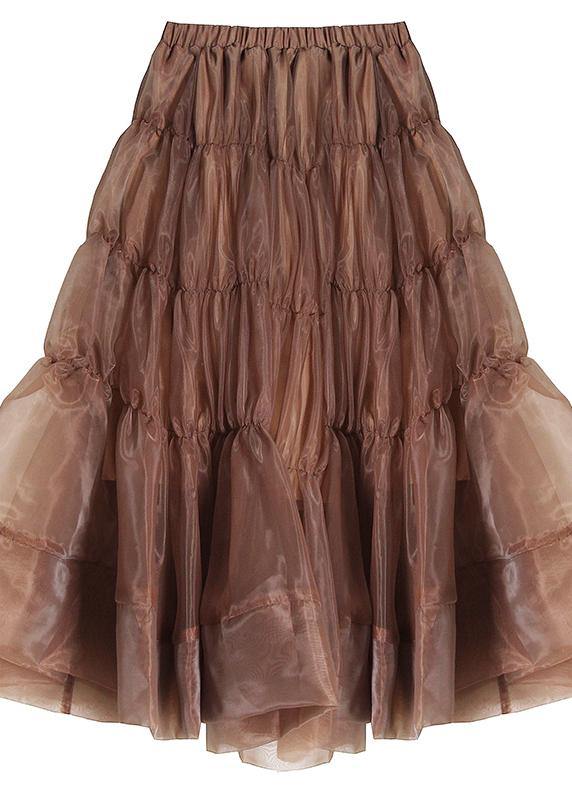 Boho Chocolate Chiffon Cinched Skirts Summer - SooLinen