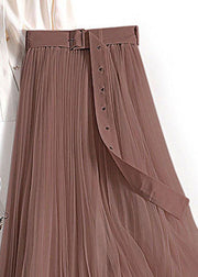Boho Chocolate Wrinkled Patchwork Tulle Skirts Spring