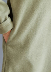 Boho Green Hooded cozy Warm Fleece Sweatshirt dress Spring