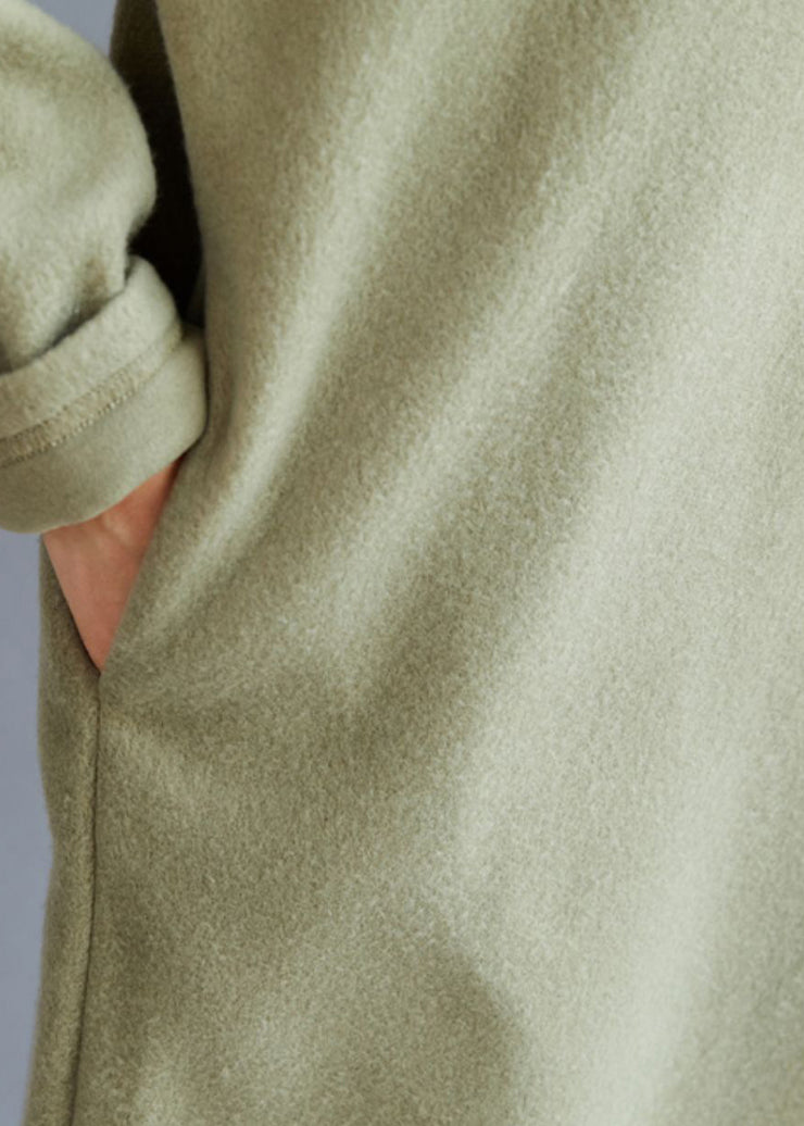 Boho Grünes, kuscheliges, warmes Fleece-Sweatshirtkleid mit Kapuze Frühling