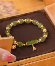Boho Green Jade Bamboo Charm Bracelet
