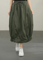 Boho Grey Elastic Waist Skirt Summer Linen - SooLinen