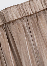 Boho Khaki Elastic Waist Draping Silk Beach Skirt Summer
