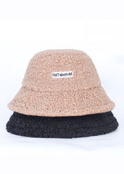 Boho Khaki Faux Fur Wig One Piece Bucket Hat