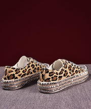 Boho Leopard Print Splicing Flat Shoes For Women Cotton Fabric