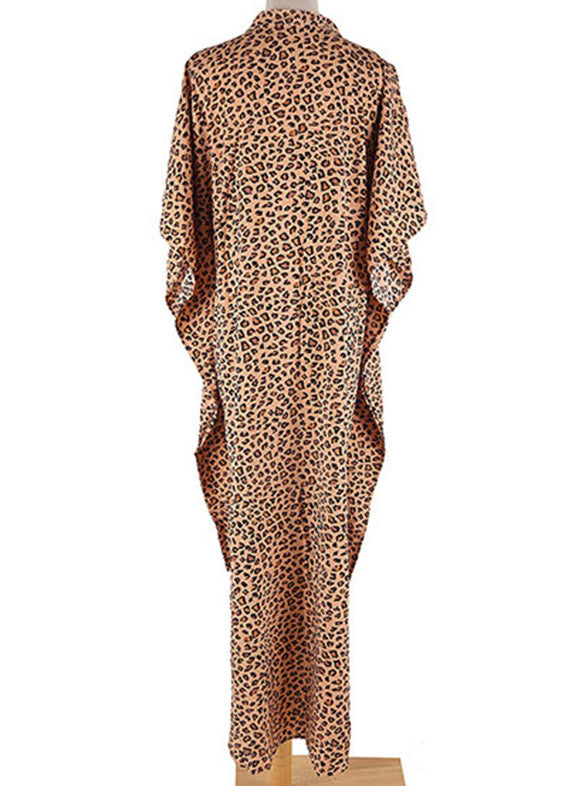 Boho Leopard V Neck Print Long Holiday Dress Summer