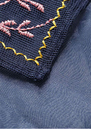 Boho Navy knit sweaters + organza asymmetrical design Fall Sets 2 Pieces