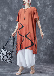 Boho Orange Oversized Patchwork Cotton Dress Summer