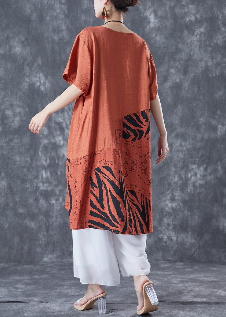 Boho Orange Oversized Patchwork Cotton Dress Summer