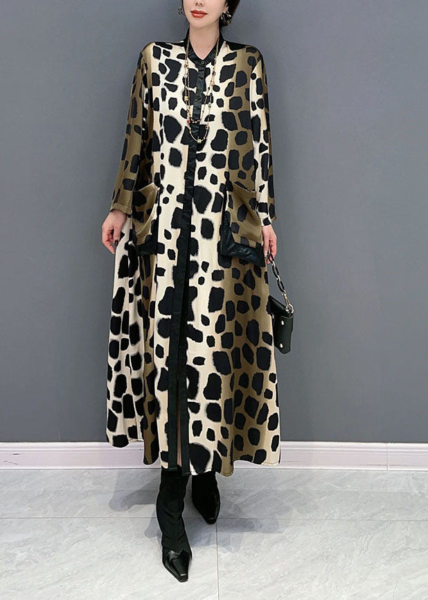 Boho Oversized Leopard Print Silk Long Dress Spring