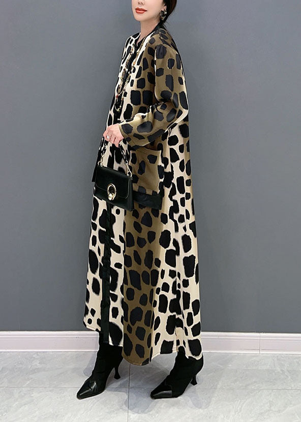 Boho Oversized Leopard Print Silk Long Dress Spring