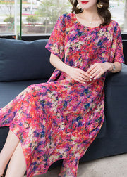 Boho Purple Print Asymmetrical Design Patchwork Chiffon Dresses Summer