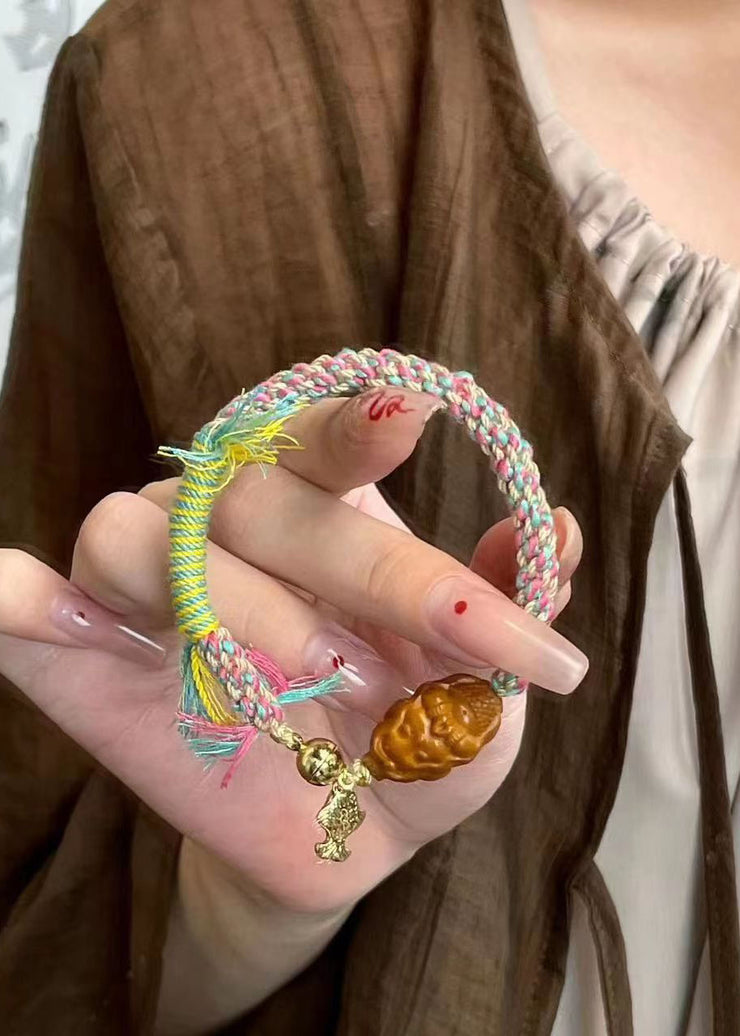 Boho Rainbow Hand Knitting Mermaid Bracelet