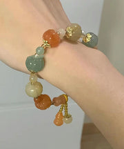 Boho Rainbow Jade Pumpkin Gourd Beading Charm Bracelet