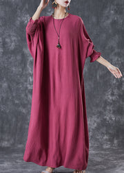 Boho Red Oversized Lengthen Cotton Robe Dresses Fall
