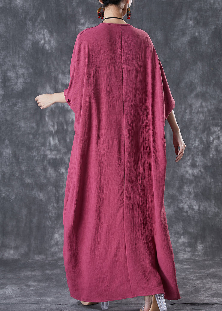 Boho Red Oversized Lengthen Cotton Robe Dresses Fall