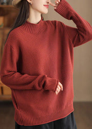 Boho Red Oversized Thick Knit Sweaters Winter