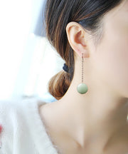 Boho Retro Light Green Jade Drop Earrings