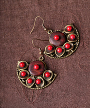 Boho Retro Women Red Metal Drop Earrings