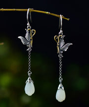 Boho Silk Sterling Silver Butterfly Pearl Drop Earrings