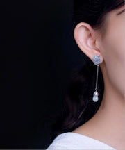 Boho Sterling Silver inlaid Jade Butterfly Drop Earrings