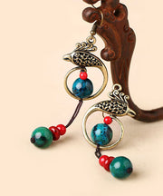 Boho Vintage Turquoise Handmade Tassel Metal Drop Earrings
