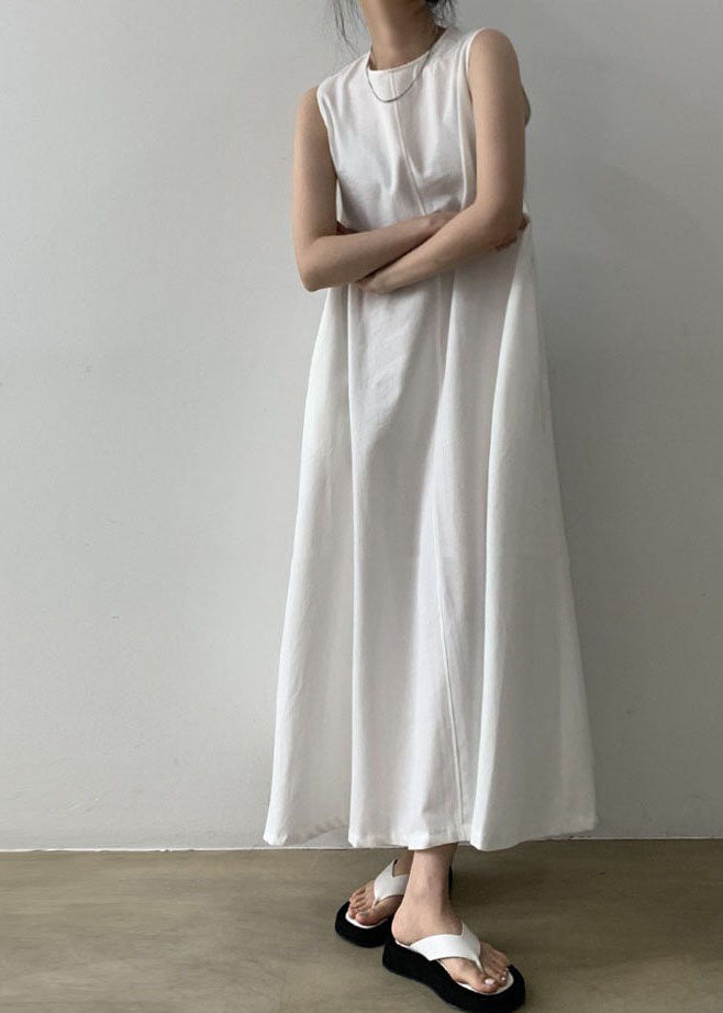 Boho White Patchwork Cotton Dress Sleeveless