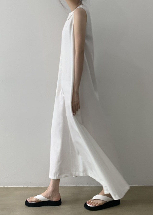 Boho White Patchwork Cotton Dress Sleeveless