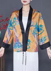 Boho Yellow Oversized Patchwork Tassel Silk Loose Coat Summer