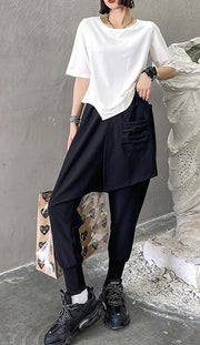 Boho asymmetrical design Harem Harem Cotton  Pants - SooLinen