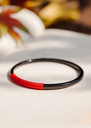 Boutique Black Agate Chalcedony Red Thread Bangle